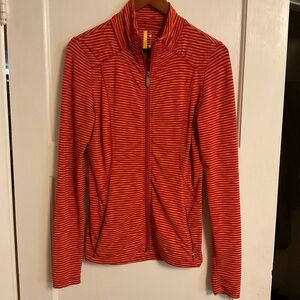 Lole Striped Mock Neck Jacket Size S UPF 50+ Stretch Pockets